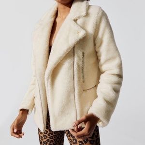 Beach Riot Sherpa Teddy Jacket Coat Cream Large